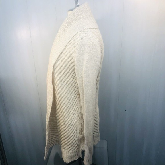Beautiful Vince Cream Knit Ribbed Yak & Wool Open Front Cardigan Sweater Small - Picture 4 of 12
